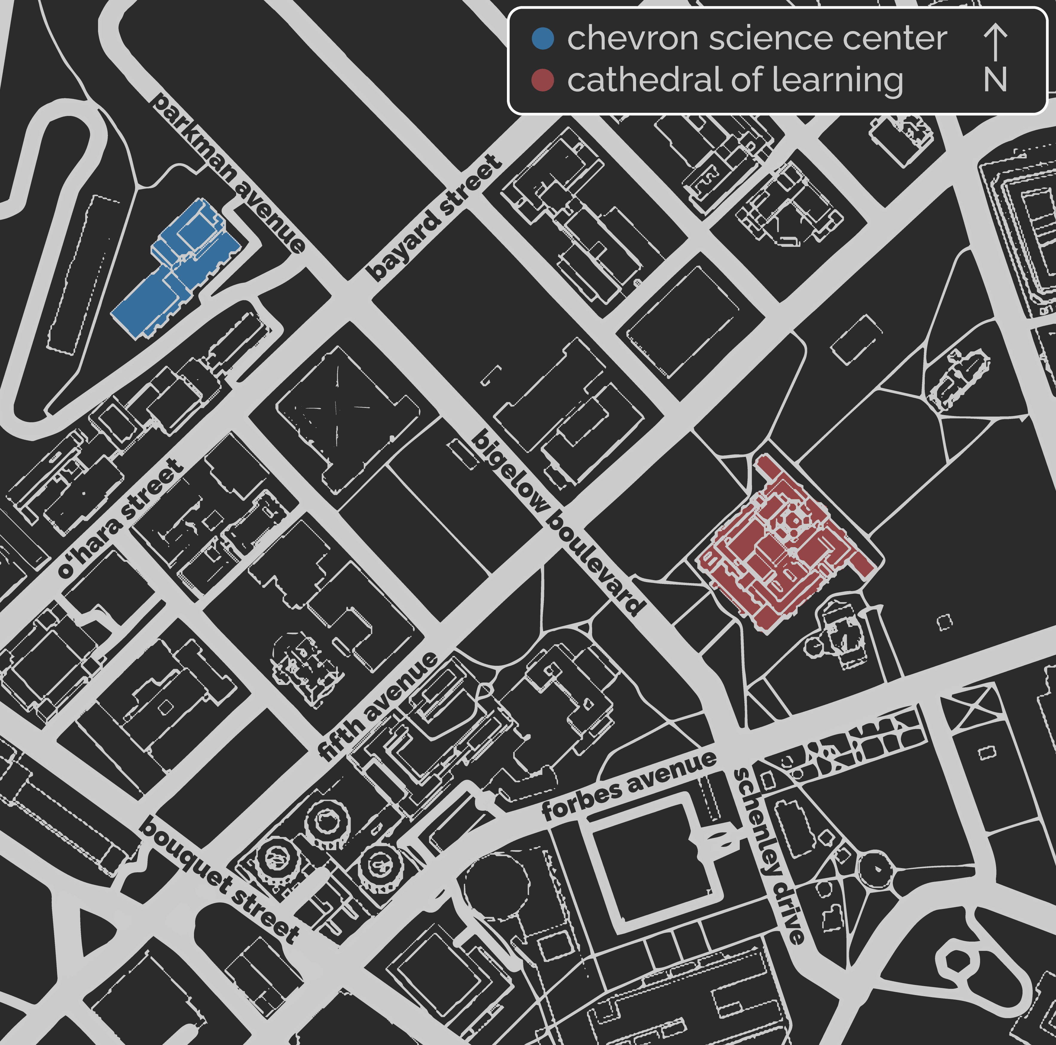 a map illustrating the location of the chevron science center