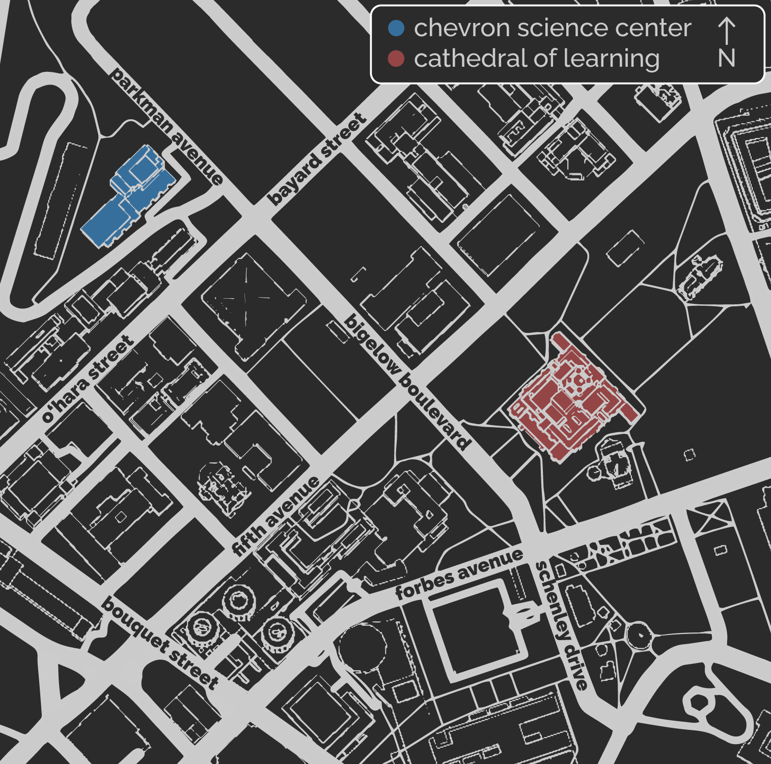 a map illustrating the location of the chevron science center